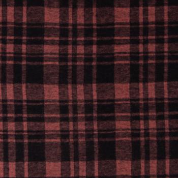 Jacquard Flanell Jersey Karo Schwarz/Terrakotta by Swafing